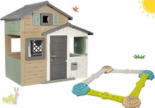 Hišice s plezali - Set domček Priateľov ekologický v prírodných farbách s dobrodružným chodníkom Friends Evo Playhouse Green Smoby rozšíriteľný SM810205-5_0