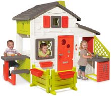 Cabanes avec toboggan pour enfants - Maison des Amis Smoby avec une cuisine, un jardin et des portes pleines_0