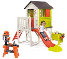 Spielhäuser mit Werkzeug - Häuschen auf Säulen Pilings House Smoby mit 1,5 m Rutsche, Klingel  und Garten mit Werkstatt Black&Decker_31
