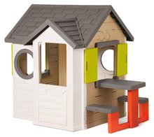 Cabanes avec toboggan pour enfants - Maisonnette My House Smoby avec une table de jardin et des portes pleines_2
