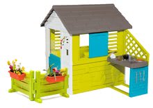 Skluzavky s domečkem - Set skluzavka Toboggan XL s vodou Smoby a domeček Nature s kuchyňkou zahrádkou elektronickým zvonkem a stolečkem_9