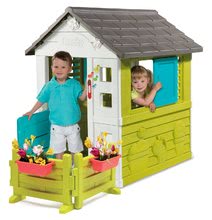 Hišice za otroke - Hišica Pretty Blue Smoby 3 okna z 2 žaluzijami in premično naoknico, vrt in zvonček_4
