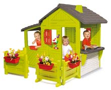 Kleine Spielhäuser für Kinder - Häuschen Gärtner Neo Floralie Smoby mit Kamin, Klingel und zwei Gärten_3