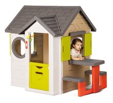 Kerti játszóházak mászókával - Szett házikó My Neo House DeLuxe Smoby csengővel asztallal és mászóközpont Multiactivity Climbing Tower csúszdával 24 hó-tól_0
