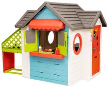 Kleine Spielhäuser für Kinder - Häuschen mit Gartenrestaurant Chef House DeLuxe Smoby mit Außenküche und Tisch mit Bänken_0