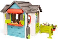 Kleine Spielhäuser für Kinder - Häuschen mit Gartenrestaurant Chef House DeLuxe Smoby mit Tisch und Vorgarten_0