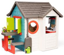 Cabanes avec toboggan pour enfants - Maison avec restaurant de jardin Chef House DeLuxe Smoby avec une table et une cour avant_1