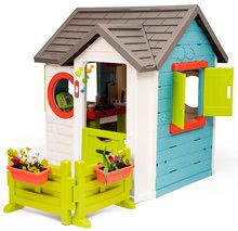 Kleine Spielhäuser für Kinder - Häuschen mit Gartenrestaurant Chef House DeLuxe Smoby mit Gartensitzplatz und mit Hecke_2