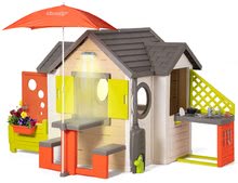 Kleine Spielhäuser für Kinder - Spielhaus, natur My New House Smoby erweiterbar unter einem Sonnenschirm mit kompletter Ausstattung ab 24 Monaten_0