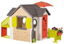 Kerti játszóházak gyerekeknek - Házikó natúr My New House Smoby bővithető komplett felszereléssel a napernyő alatt 24 hó-tól_2