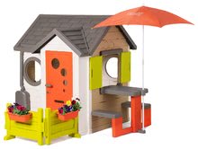 Căsuțe de grădină pentru copii  - Căsuță bej My New House Smoby extensibilă sub umbrelă cu echipament complet_2