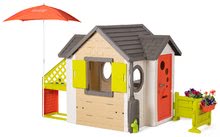 Speziell nur bei uns  - Spielhaus natur My New House Smoby erweiterbar mit Spielküche unter Sonnenschirm ab 24 Monaten_2
