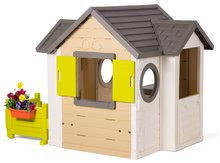 Kerti játszóházak gyerekeknek - Házikó natúr My New House Smoby bővithető paddal a kertben 24 hó-tól_2