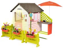 Special doar la noi - Căsuță Corolle Playhouse Smoby în grădină cu duș și bucătărie sub umbrelă_0