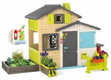 Căsuțe de grădină pentru copii  - Căsuța Prietenilor cu grădină mare în culori elegante Friends House Evo Playhouse Smoby extensibilă_1