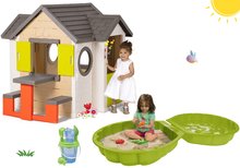 Spielhäuser mit Sandkasten - Set Häuschen My Neo House DeLuxe Smoby mit Klingel, Tisch und zweiteiligem Sandkasten Muschel mit Eimerset ab 24 Monaten_0