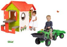 Domčeky sety - Set domček My Neo House DeLuxe Smoby so zvončekom stolíkom a traktor na šliapanie s nakladačom a prívesom od 24 mes_39