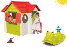 Domki z huśtawką - Zestaw domek My Neo House DeLuxe Smoby z dzwonkiem i zielona stojąca huśtawka Kot od 24 m-ca_23