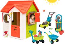 Domki dla dzieci - Zestaw domku My Neo House DeLuxe Smoby z dzwonkiem elektronicznym i wózkiem do ciągnięcia z narzędziami i beczką z kosiarką_24