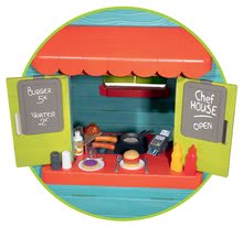 Spielhäuser mit Sandkasten - Set Häuschen mit Gartenrestaurant Chef House DeLuxe Smoby und ein Sportzentrum und ein Basketballkorb und ein Sandkasten mit Plane_12