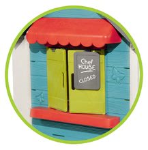 Domčeky s nábytkom - Domček so záhradnou reštauráciou Chef House DeLuxe Smoby a zeleným posedením a plotom_3