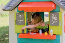 Kerti játszóházak gyerekeknek - Házikó kerti büfével Chef House DeLuxe Smoby padlóburkolat, asztal és előkert_8