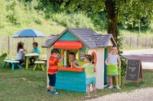 Spielhäuser mit Sandkasten - Set Häuschen mit Gartenrestaurant Chef House DeLuxe Smoby und ein Sportzentrum und ein Basketballkorb und ein Sandkasten mit Plane_2
