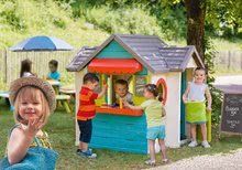 Spielhäuser mit Sandkasten - Set Häuschen mit Gartenrestaurant Chef House DeLuxe Smoby und ein Sportzentrum und ein Basketballkorb und ein Sandkasten mit Plane_21
