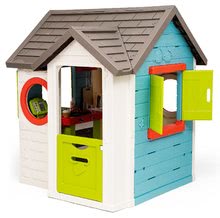 Spielhäuser mit Sandkasten - Set Häuschen mit Gartenrestaurant Chef House DeLuxe Smoby und ein Sportzentrum und ein Basketballkorb und ein Sandkasten mit Plane_26