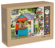Spielhäuser mit Sandkasten - Set Häuschen mit Gartenrestaurant Chef House DeLuxe Smoby und ein Sportzentrum und ein Basketballkorb und ein Sandkasten mit Plane_22