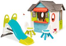 Kleine Spielhäuser mit Rutsche - Set Häuschen mit Gartenrestaurant Chef House DeLuxe Smoby und Rutsche 150 cm mit einem Wasserspiel und zwei Stühlen_40