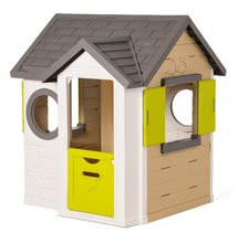 Căsuțe de grădină pentru copii  - Căsuță bej My New House Smoby extensibilă cu 2 geamuri cu obloane și 2 geamuri rotunde și ușă mică 135 cm înălțime cu filtru anti UV de la 2 ani_13