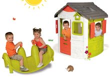 Domčeky s hojdačkou - Set domček Neo Jura Lodge Smoby s dvoma dverami a hojdačka Pes obojstranná od 24 mes_24