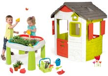 Spielhäuser mit Werkzeug - Set Häuschen Neo Jura Lodge Smoby mit zwei Türen und Tisch Gärtner De Jardinage 2in1_14