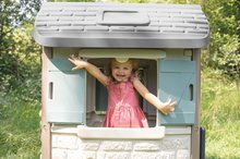 Domečky pro děti - Domeček ekologický Neo Jura Lodge Playhouse Green Smoby rozšiřitelný 2 dveře 2 okna s okenicemi z recyklovaného materiálu s UV filtrem od 24 měsíců_1