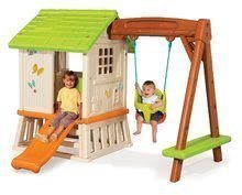 Domčeky so šmykľavkou - Set domček Pretty Forest hut Smoby s hojdačkou a hojdačka Tuleň od 24 mes_0
