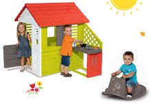 Spielhäuser mit Schaukel - Set Häuschen Pretty Nature Smoby mit Sommerküche und Bodenschaukel Katze ab 24 Monaten_0