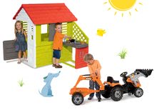 Domečky sety - Set domeček Pretty Nature Smoby s letní kuchyňkou a traktor na šlapání Builder Max Stavbař od 24 měsíců_18