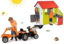 Spielhäuser Sets - Set  Häuschen Pretty Nature Smoby mit Sommerküche und Trettraktor Builder Max Bauarbeiter ab 24 Mon_17