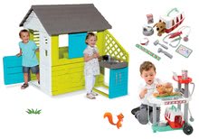 Spielhäuser Sets - Set Häuschen Pretty Blue Smoby mit einer Sommerküche und einer Tierklinik mit Hund_6