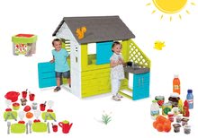 Domečky sety - Set domeček Pretty Blue Smoby s letní kuchyňkou, jídelní souprava, potraviny 20 kusů_9