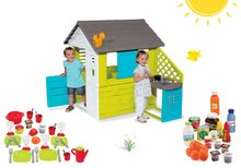 Domečky sety - Set domeček Pretty Blue Smoby s letní kuchyňkou, jídelní souprava, potraviny 20 kusů_19