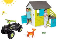 Spielhäuser Sets - Set Häuschen Pretty Blue Smoby mit Sommerküche und Laufrad Vierrad Quad mit Hupe ab 24 Monaten_4