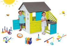 Domečky sety - Set domeček Pretty Blue Smoby s letní kuchyňkou a sportovní set 6 her od 24 měsíců_17