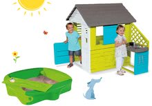 Domečky s pískovištěm - Set domeček Pretty Blue Smoby s letní kuchyňkou a pískoviště Sandy s krytem od 24 měsíců_8