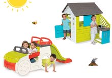Domki z placem zabaw - Dom Pretty Blue Smoby z letnią kuchnią i przeciwległą zjeżdżalnią Adventure Car od 24 miesięcy_22