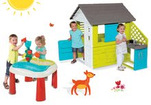 Spielhäuser mit Sandkasten - Set Häuschen Pretty Blue Smoby mit Sommerküche und Tisch Wasser & Sand 2in1 ab 24 Monaten_17