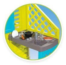 Domčeky s nábytkom - Set domček Pretty Blue Smoby s letnou kuchynkou a stolička KidChair zelená a modrá od 24 mes_3