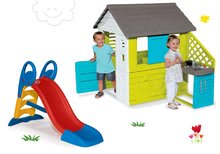 Kleine Spielhäuser mit Rutsche - Set Häuschen Pretty Blue Smoby mit Sommerküche und Rutsche Toboggan KS mittel 1,5 Meter ab 24 Monaten_14