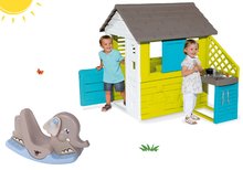 Spielhäuser Sets - Set Häuschen Pretty Blue Smoby mit Sommerküche und Schaukel Elefant mit beweglichen Ohren ab 24 Monaten_19